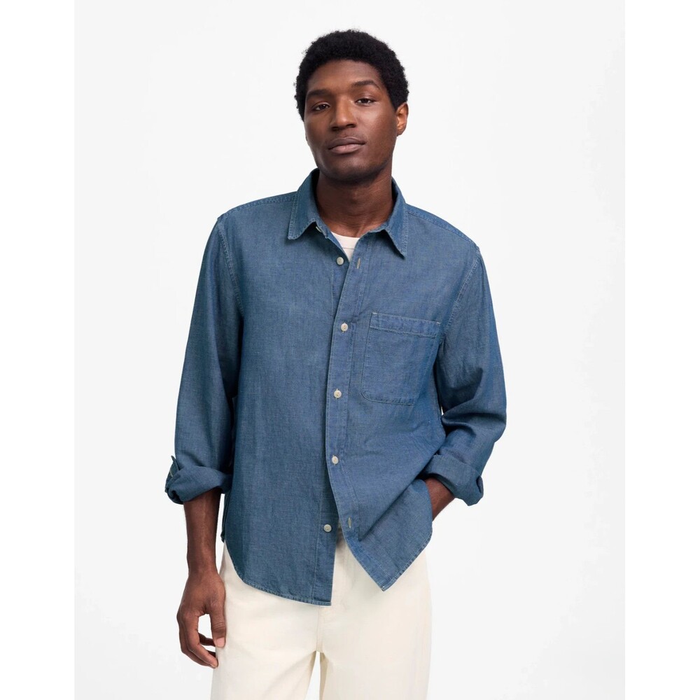 Madewell Button Up Shirt Mens XS Blue Chambray Denim Cotton Linen NV115 NWT